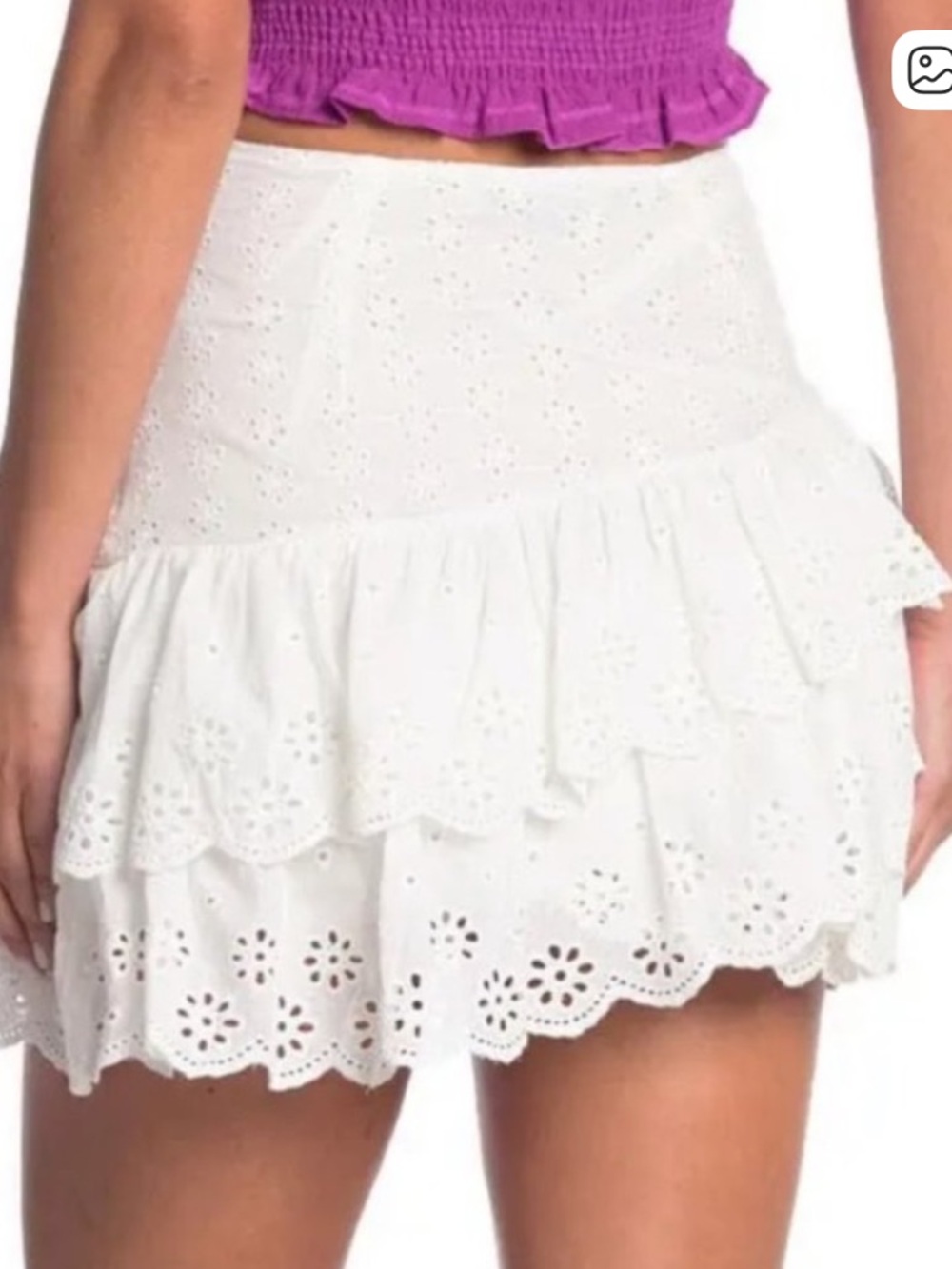 DO+BE White Eyelet Ruffle Mini Skirt - Picture 2 of 4